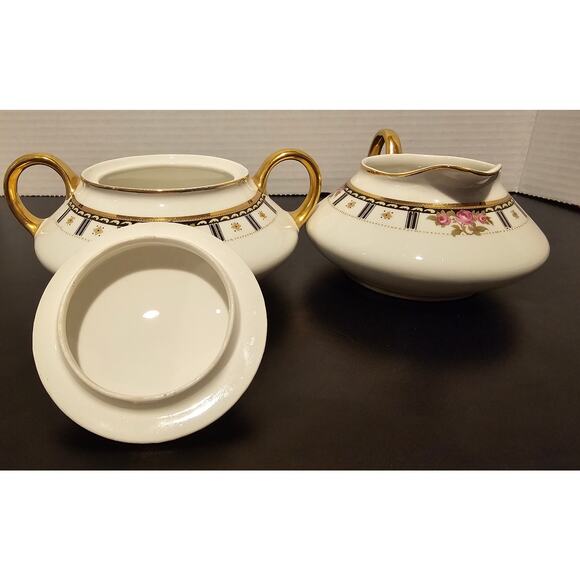 Vintage Cleveland China  Sugar Bowl w/Lid & creamer pitcher Bridal Rose Pattern - Picture 7 of 16